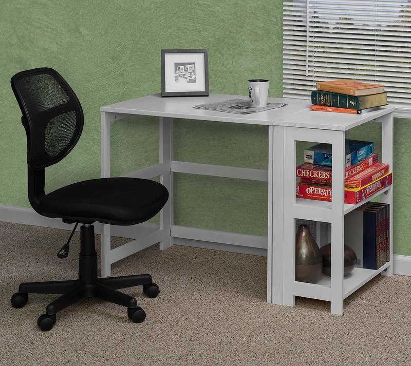 Flip Flop Folding Desk in White with Carter Task Chair
