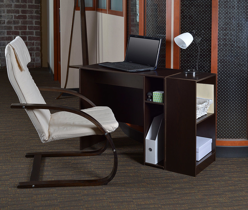 Niche Mod Desk with 2 Shelf Bookcase and Mia Chair. 