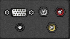 Telecom Plate 3 RCA, 1 15-Pin VGA F/F, 1 Mini Stereo Inline Connections