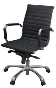 Regency Office Chair - Eames Style - Chrome & Black Leather - Solace