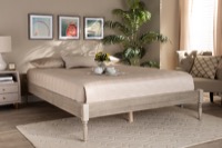 Baxton Studio Colette French Bohemian Antique White Oak Finished Wood King Size Platform Bed Frame