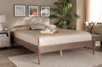 Baxton Studio Cielle French Bohemian Antique Oak Finished Wood King Size Platform Bed Frame