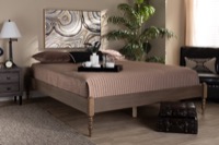 Baxton Studio Cielle French Bohemian Weathered Grey Oak Finished Wood King Size Platform Bed Frame