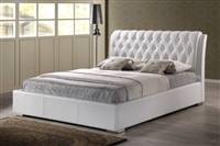 Baxton Studio Bianca White Modern Bed with Tufted Headboard (King Size)
