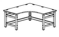 TechWorks Adjustable Bench Corner Table - 48INX48INX30 GRM,HPL,B