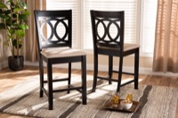 Baxton Studio Lenoir Modern and Contemporary Sand Fabric Upholstered Espresso Brown Finished Wood 2-Piece Counter Height Pub Chair Set