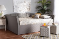Baxton Studio Delora Modern and Contemporary Light Grey Fabric Upholstered Queen Size Daybed