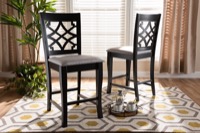Baxton Studio Nisa Modern and Contemporary Grey Fabric Upholstered Espresso Brown Finished 2-Piece Wood Counter Stool Set of 4