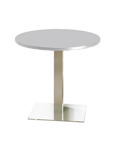 Mayline Bistro Dining Round Table 36" - Stainless Steel Base - High Pressure Laminate (HPL), Knife Edge
