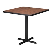Mayline Bistro Dining Square Table 30" - Black Iron Base - High Pressure Laminate (HPL), T-Mold Edge