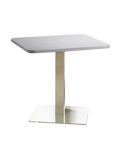 Mayline Bistro Dining Square Table 36" - Stainless Steel Base - High Pressure Laminate (HPL), Knife Edge