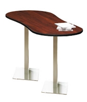 Mayline Bistro Bar-Height Peanut-Shape Table 72" x 30" - Stainless Steel Base - High Pressure Laminate (HPL) - T-Mold Edge