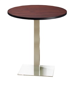 Mayline Bistro Bar-Height Round Table 42" - Stainless Steel Base - Thermally Fused Laminate (TPL)