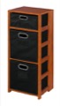 Flip Flop 34" Square Folding Bookcase with Folding Fabric Bins - Cherry/Black