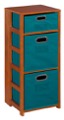 Flip Flop 34" Square Folding Bookcase with Folding Fabric Bins - Cherry/Teal