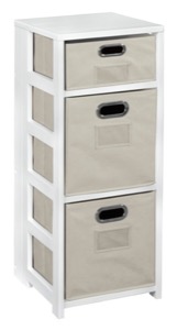 Flip Flop 34" Square Folding Bookcase with Folding Fabric Bins - White/Natural