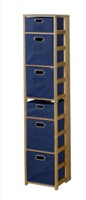 Flip Flop 67" Square Folding Bookcase with Folding Fabric Bins - Medium Oak/Blue