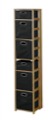 Flip Flop 67" Square Folding Bookcase with Folding Fabric Bins - Medium Oak/Black