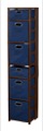Flip Flop 67" Square Folding Bookcase with Folding Fabric Bins - Mocha Walnut/Blue