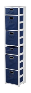 Flip Flop 67" Square Folding Bookcase with Folding Fabric Bins - White/Blue