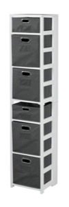 Flip Flop 67" Square Folding Bookcase with Folding Fabric Bins - White/Grey