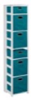 Flip Flop 67" Square Folding Bookcase with Folding Fabric Bins - White/Teal