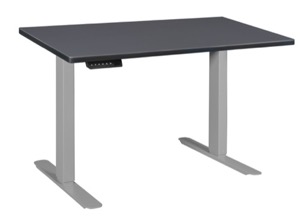 Esteem 42" Height Adjustable Power Desk - Grey/Grey