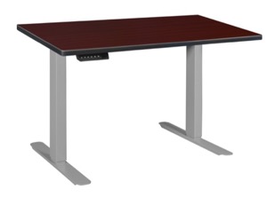 Esteem 42" Height Adjustable Power Desk - Mahogany/Grey