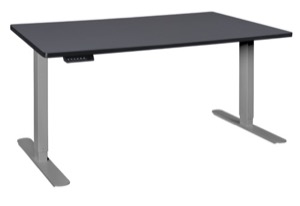 Esteem 60" Height Adjustable Power Desk - Grey/Grey
