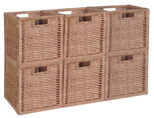 Niche Cubo Set of 6 Full-Size Foldable Wicker Storage Basket - Natural