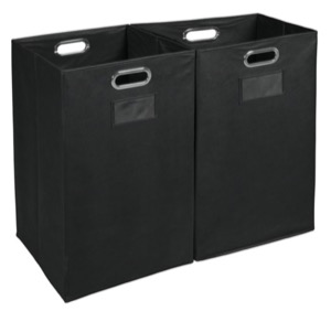 Niche Foldable Fabric Laundry Bin - Black (Set of 2)