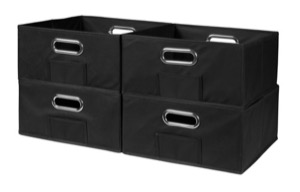 Niche Cubo Set of 4 Half-Size Foldable Fabric Storage Bins - Black