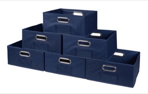Niche Cubo Set of 6 Half-Size Foldable Fabric Storage Bins - Blue