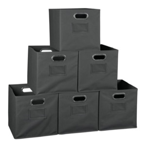 Niche Cubo Set of 6 Foldable Fabric Storage Bins - Grey