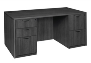 Legacy 66" Double Full Pedestal Desk - Ash Grey