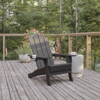 Newport - Contemporary Commercial Adirondack Patio Chair & Cupholder - Gray