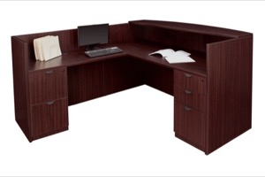 Legacy Double Full Pedestal Reception Desk - Mahogany