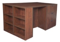 Legacy Stand Up 2 Lateral File/ 2 Desk Quad with Bookcase End - Cherry
