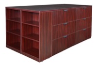 Legacy Stand Up 2 Lateral File/ Storage Cabinet/ Desk Quad with Bookcase End - Mahogany