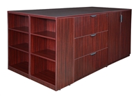 Regency Legacy - Stand Up Station - 2 Storage Cabinets, 2 Lateral File Quad with Bookcase End