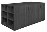 Legacy Stand Up 2 Storage Cabinet/ Lateral File/ Desk Quad with Bookcase End - Ash Grey
