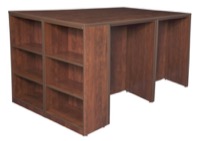 Legacy Stand Up 2 Desk/ Storage Cabinet/ Lateral File Quad with Bookcase End - Cherry
