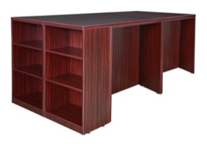 Legacy Stand Up 2 Desk/ Storage Cabinet/ Lateral File Quad with Bookcase End - Mahogany