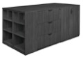 Legacy Stand Up Storage Cabinet/ 3 Lateral File Quad with Bookcase End - Ash Grey