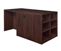 Regency Legacy - Stand Up Station - 3 Desks, 1 Storage Cabinet with Bookcase End