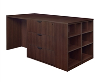 Regency Legacy - Stand Up Station - 3 Lateral Files, 1 Desk with Bookcase End