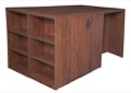 Legacy Stand Up Desk/ 3 Storage Cabinet Quad with Bookcase End - Cherry