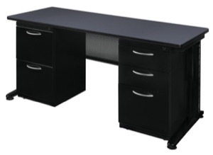 Fusion 66" x 24" Double Pedestal Desk - Grey