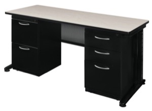 Fusion 66" x 30" Double Pedestal Desk - Maple