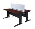 Fusion 66" x 24" Benching System with Privacy Panel - Mahogany